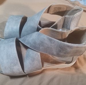 Rockport Eileen cross strap sandal sz 8.5 taupe metal